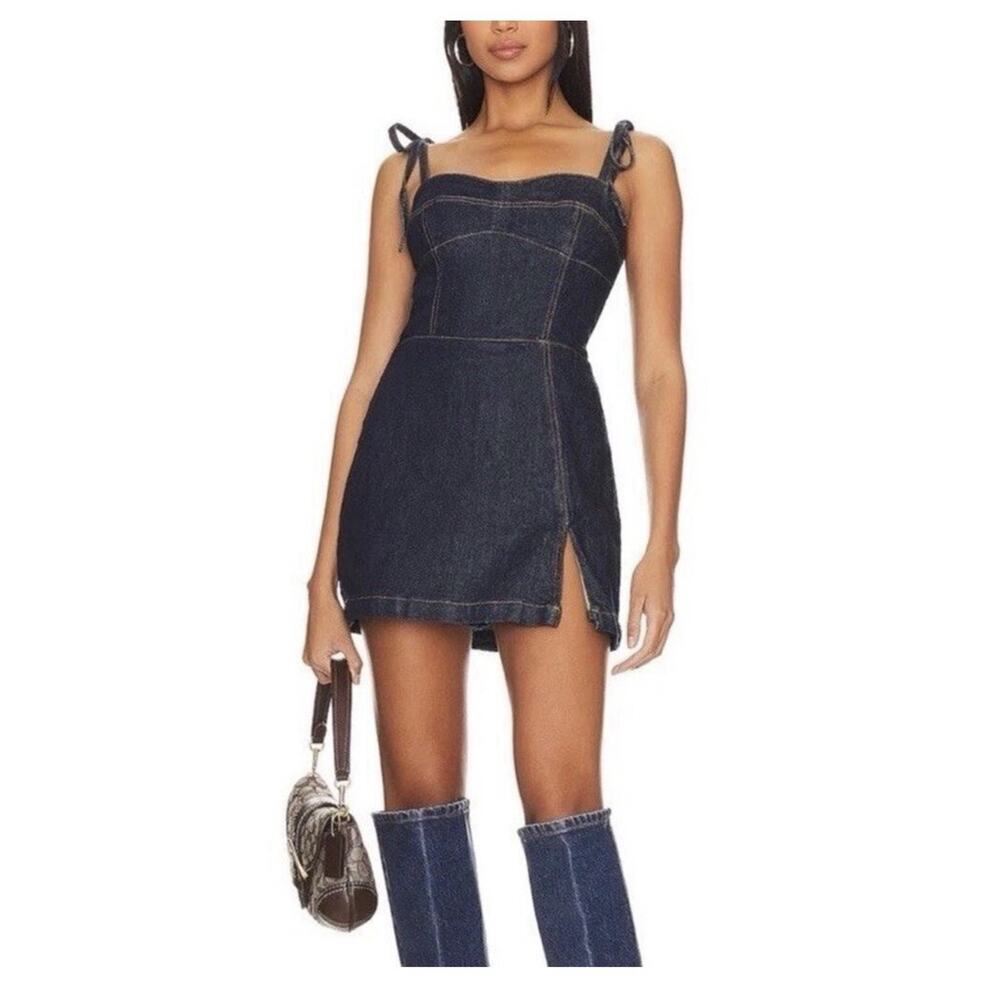 Amanda Uprichard Taylor Denim Skort Romper Mini